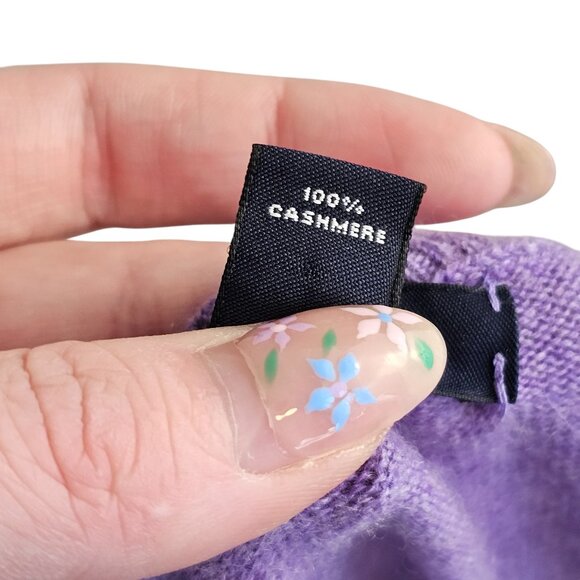 Land's End 100% Cashmere Lavender Short Sleeve Top Sz L - Picture 6 of 7